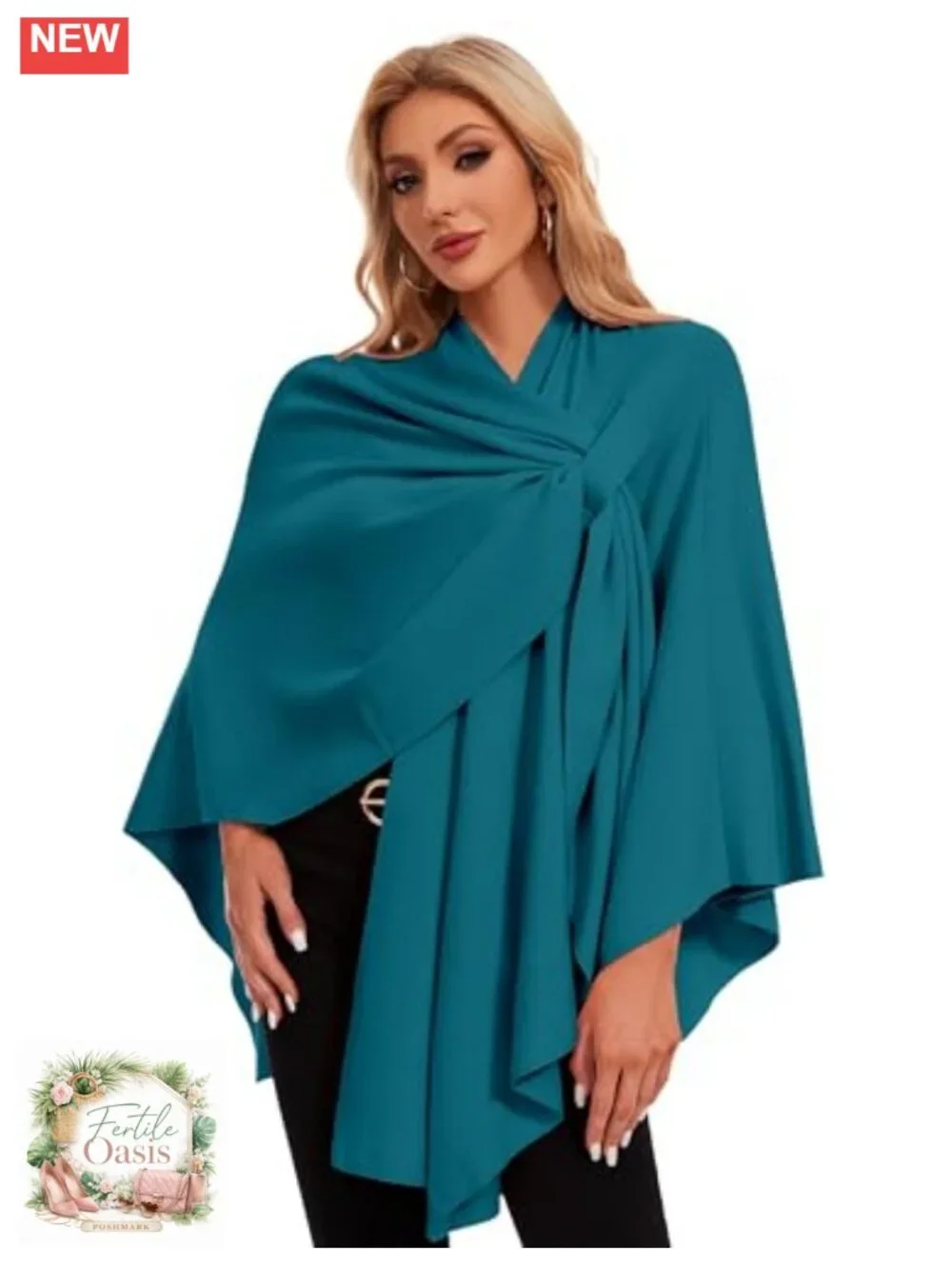 Knitted Poncho Cape Wrap, Viscose Blend Shawl, Travel & Evening Wear